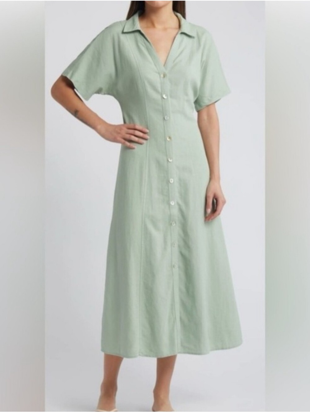 NWT Madewell Carmine Button-Front Midi Shirt Dress